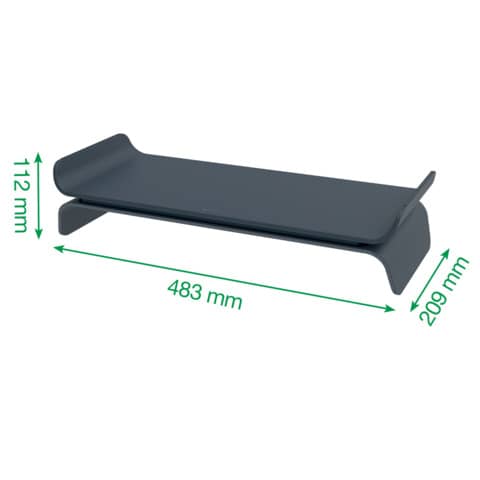 Supporto per monitor regolabile a 2 altezze Leitz Ergo grigio scuro - 209x112x438 mm - 65040089